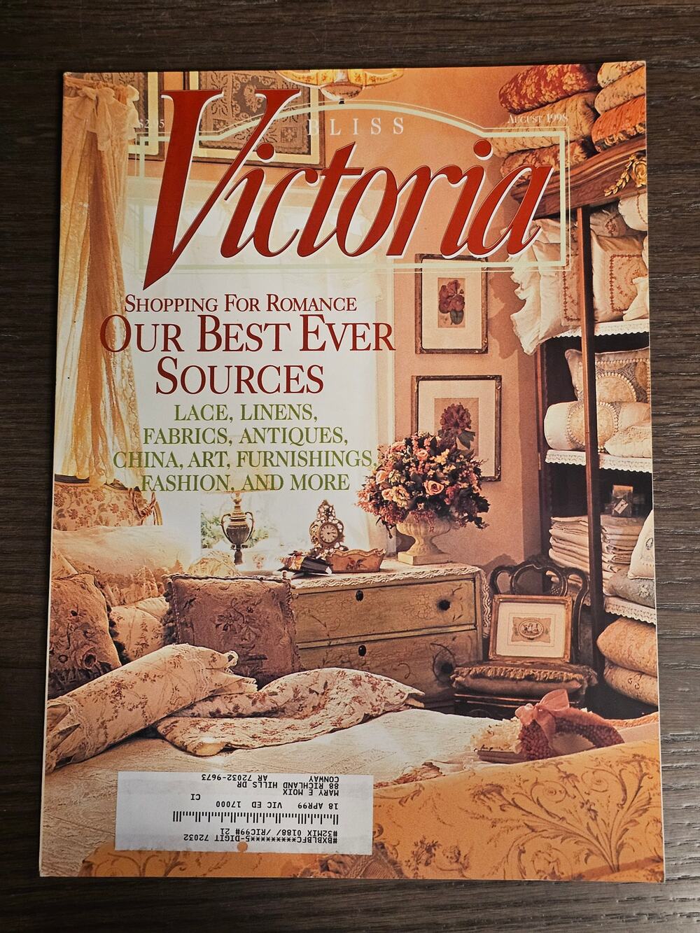 Bliss Victoria Magazine August 1998 Antiques China Art Furnishings